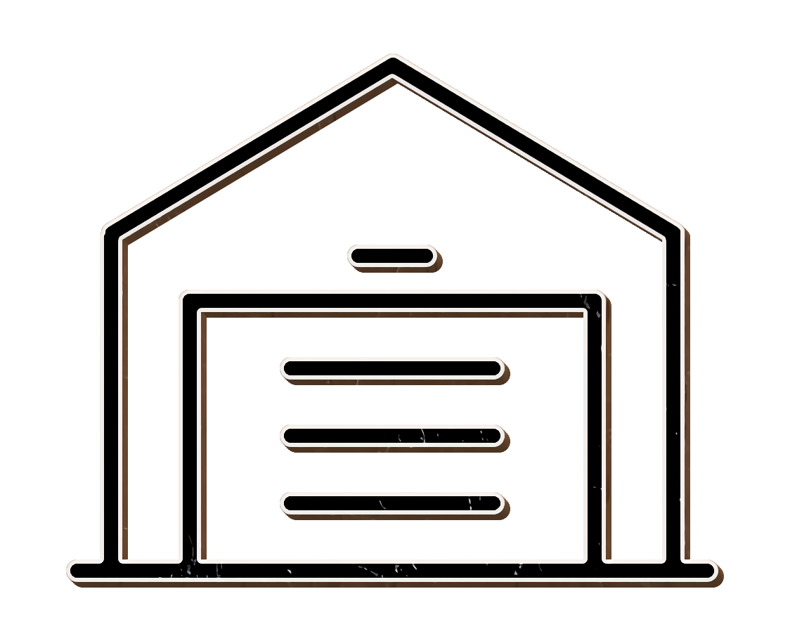 Building icon car icon garage icon Structure Icon Line House transparent bac