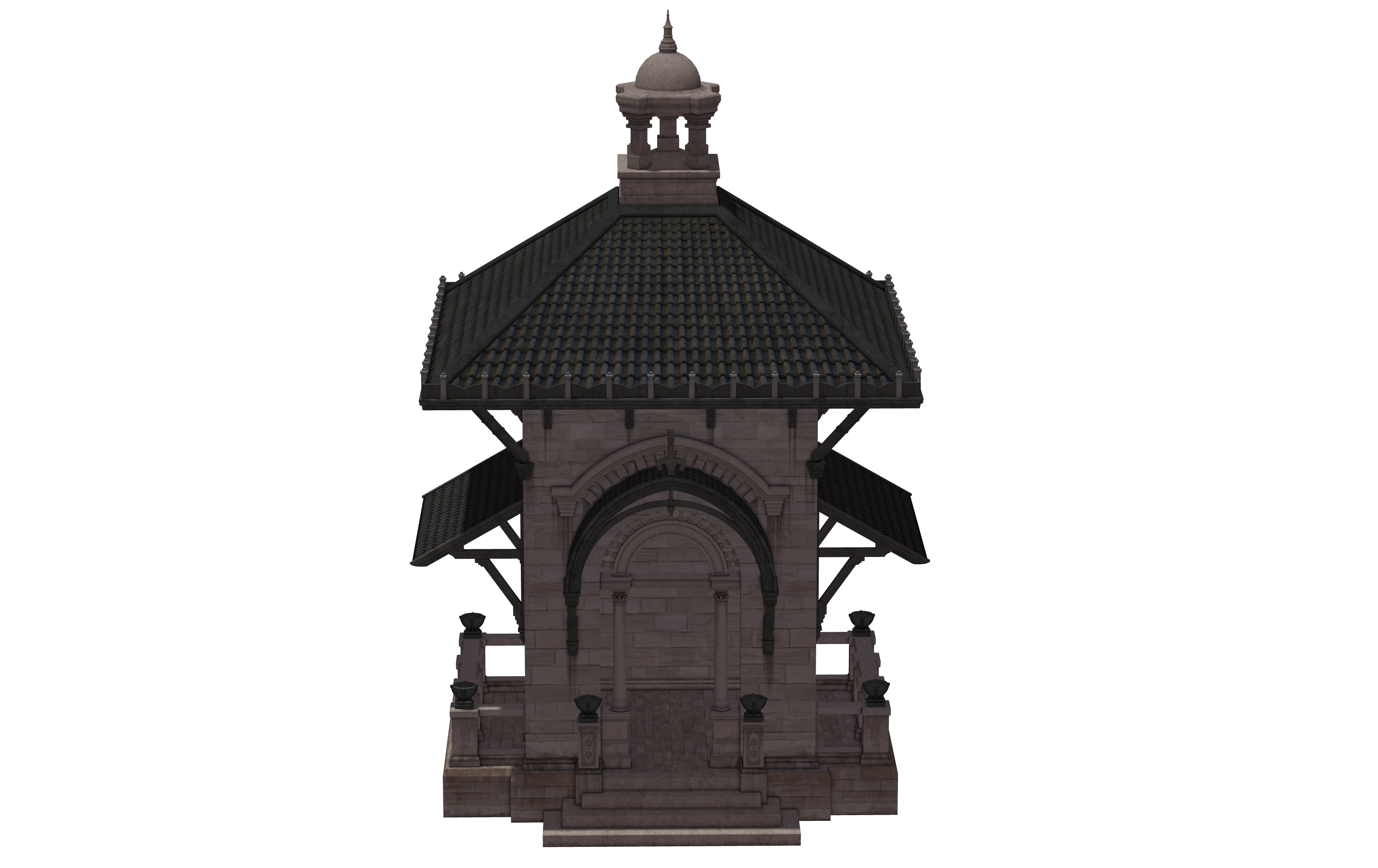 Building Pavillion Of Montchanin gray and black temple D illustration transparent bac