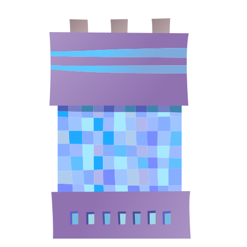 Stylized Purple Tower with Blue Windows