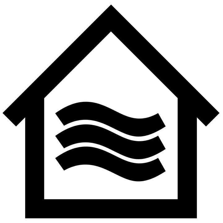 Black House Outline Icon with Wavy Lines