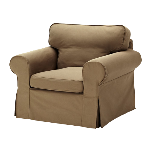Tan Armchair with Rolled Arms