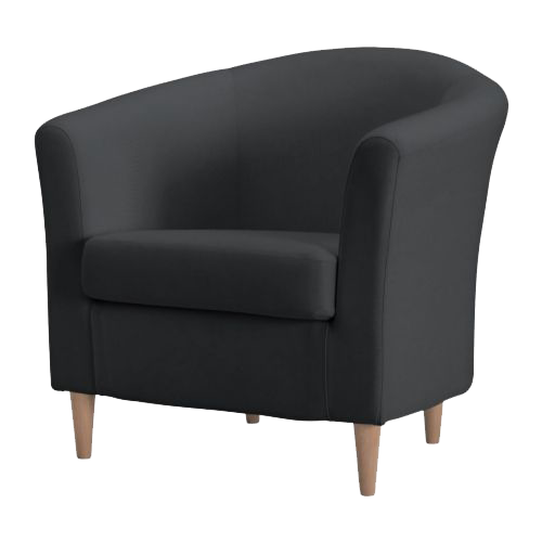 Black Tub Armchair with Wooden Legs