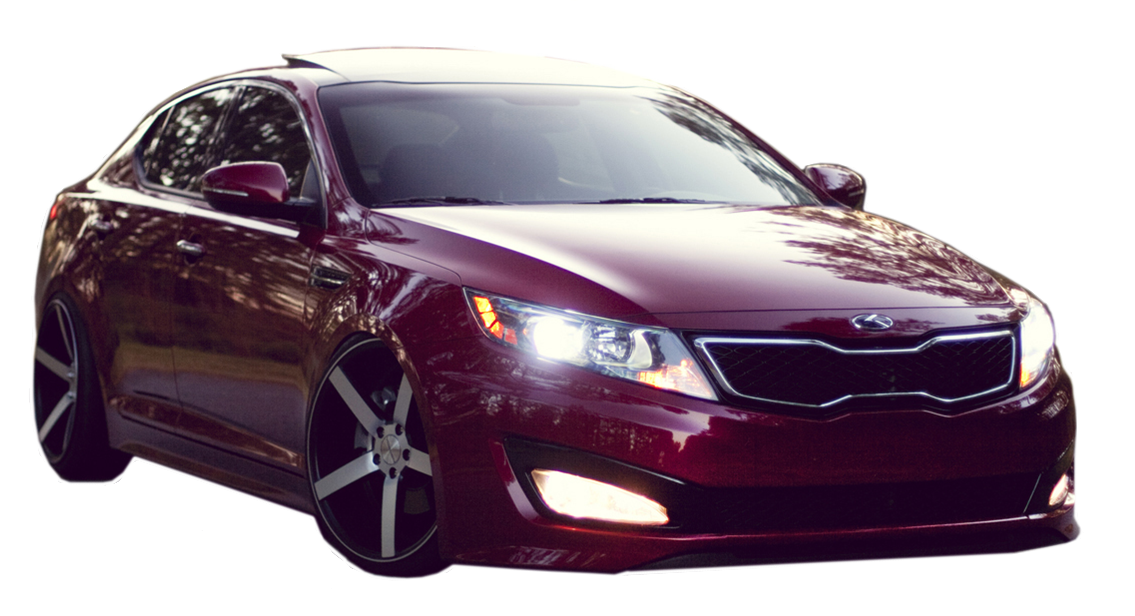 Burgundy Sedan Front View