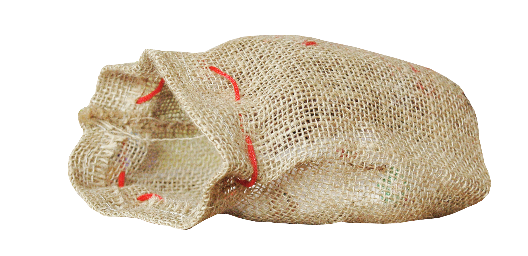 Open Burlap Sack Lying on Side