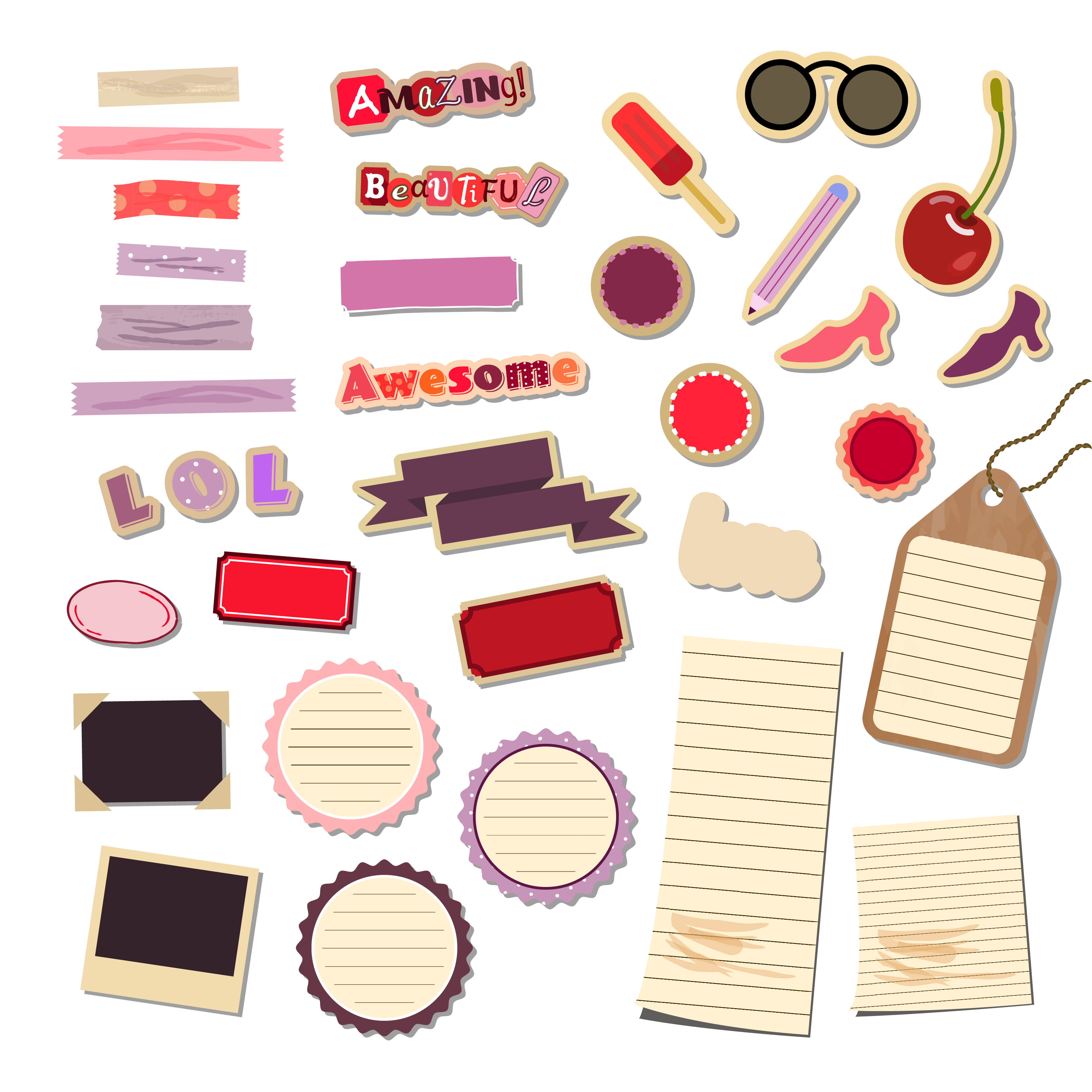 Colorful Scrapbook Label Set