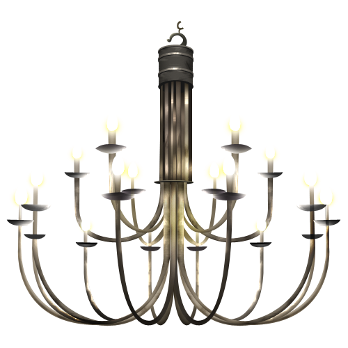 Lit Chandelier with Dark Metal Curved Arms