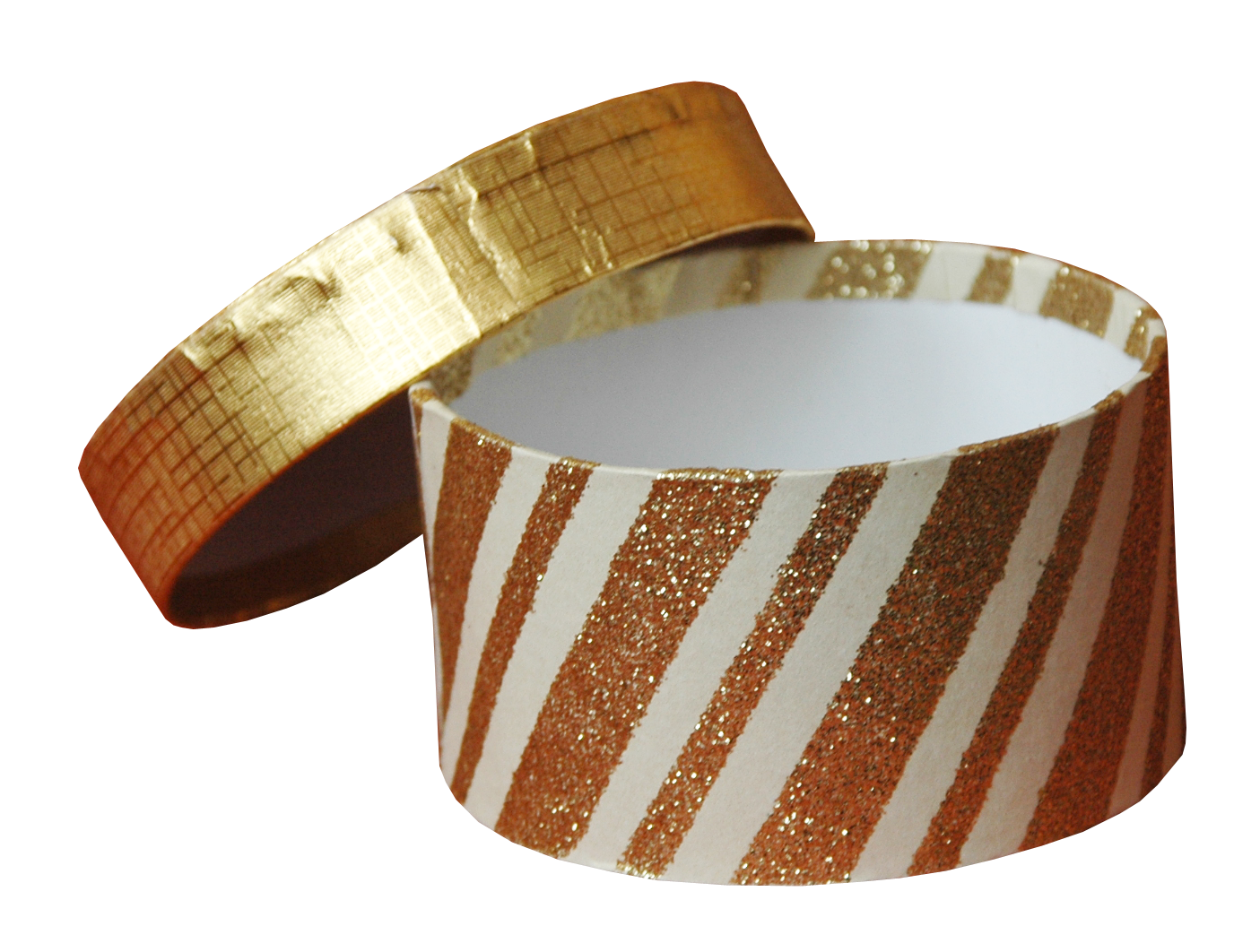 Open Round Striped Gift Box