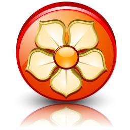 Glossy Red Circle Cream Flower Icon
