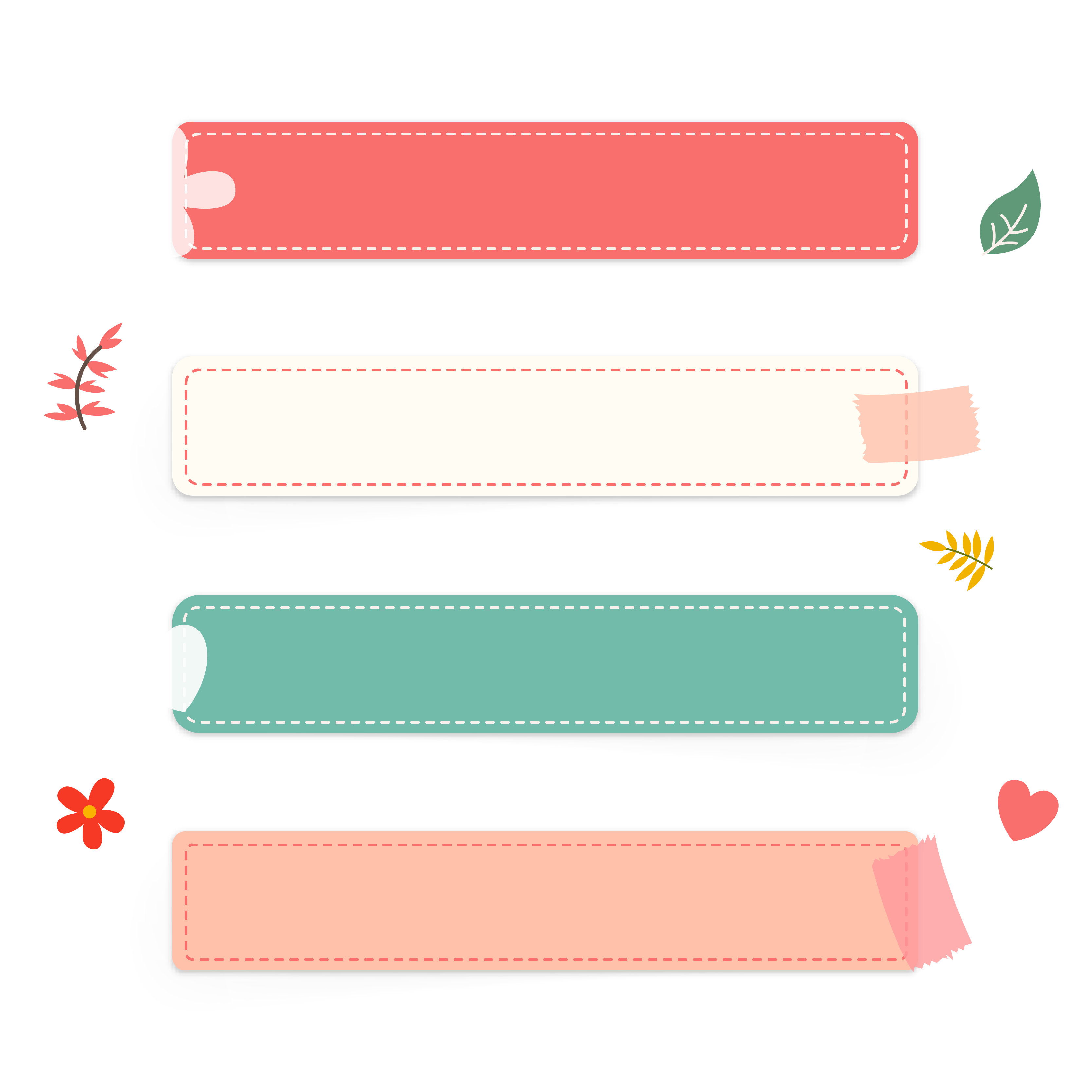 Pastel Stitched Label Banners in Four Colors