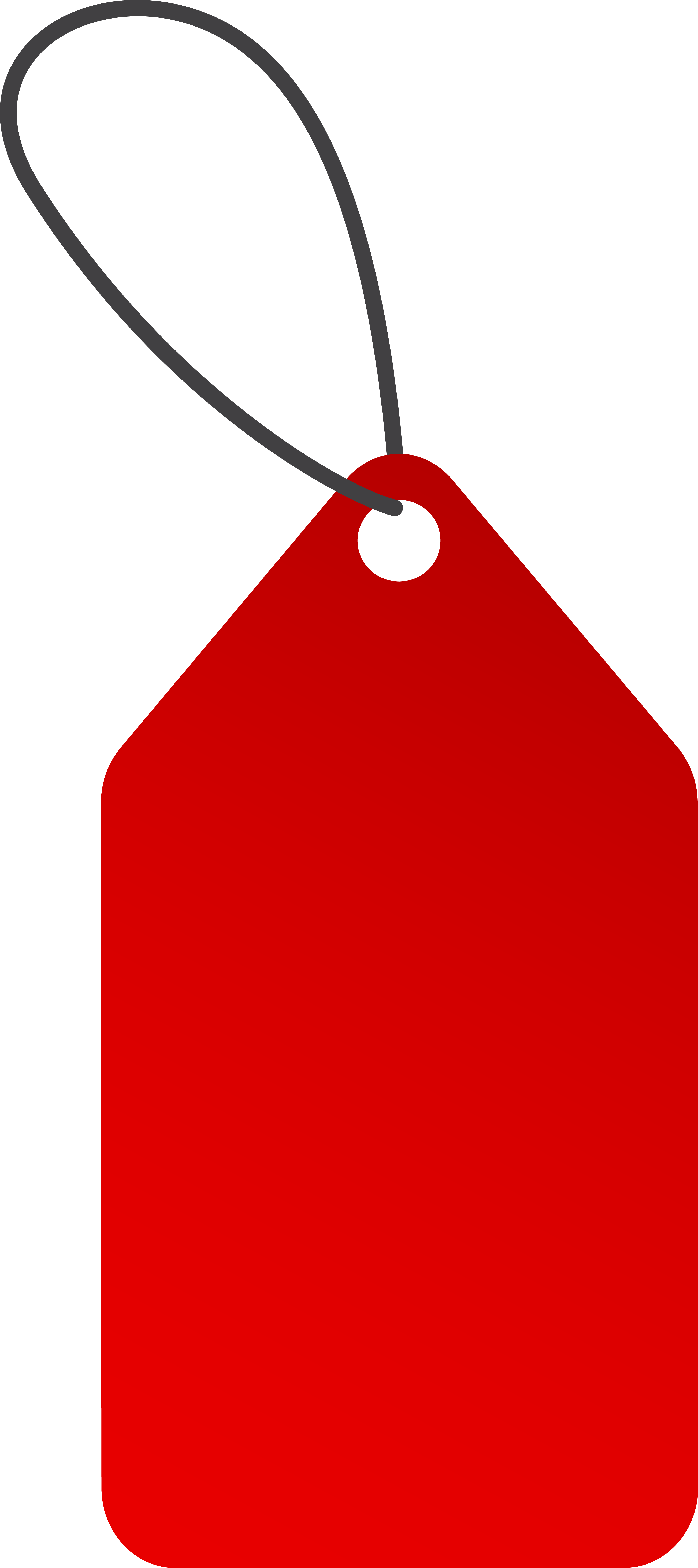Glossy Red Price Tag with Grey String Loop