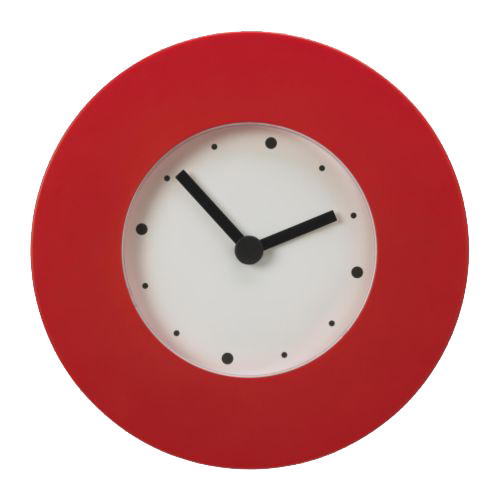 Red Round Wall Clock with White Face