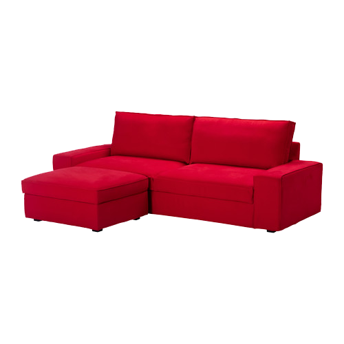 Bright Red Sectional Sofa with Ottoman