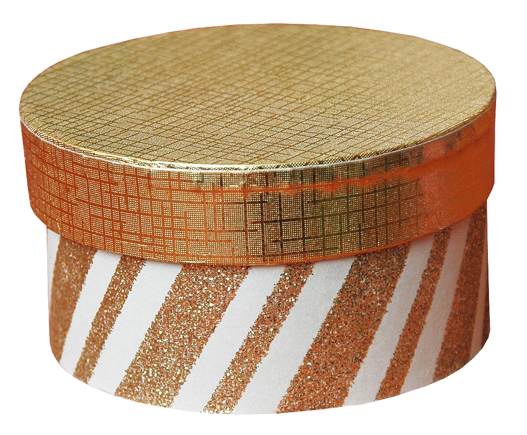 Round Brown Striped Gift Box