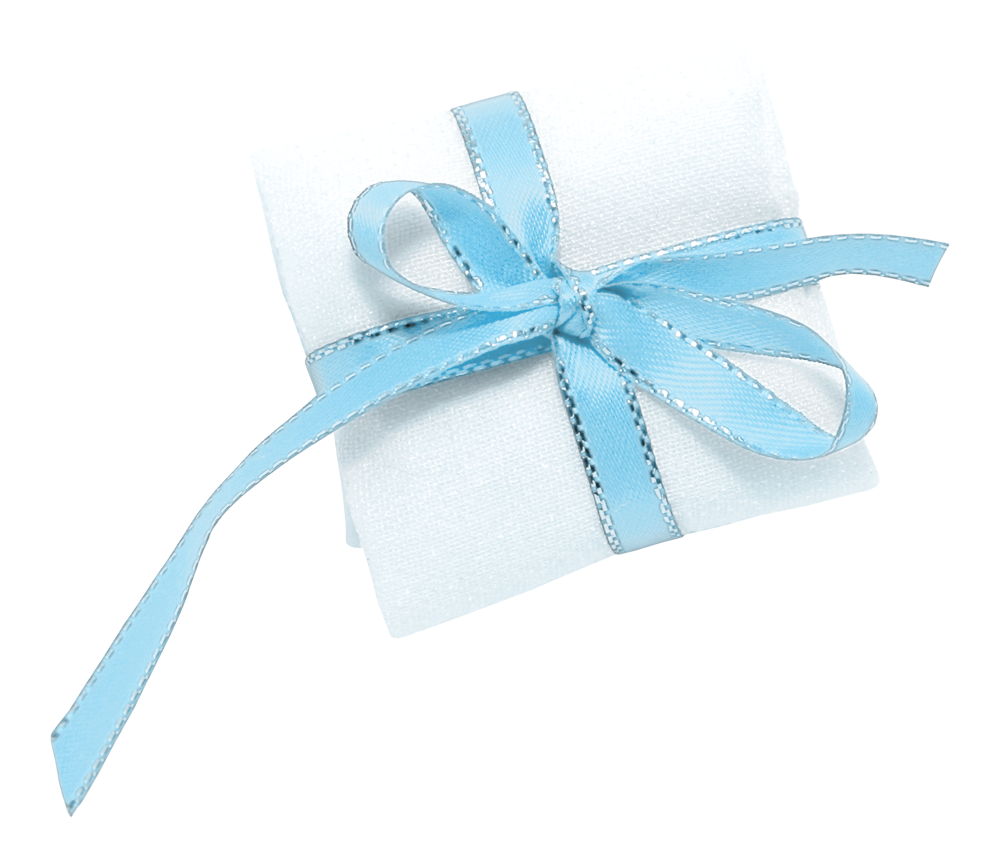 Small White Gift Box Blue Ribbon