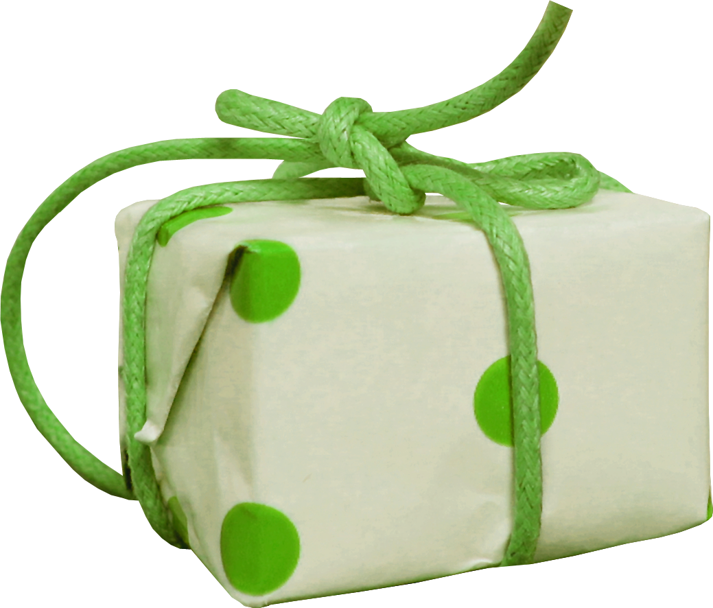 White Gift Box Green Cord