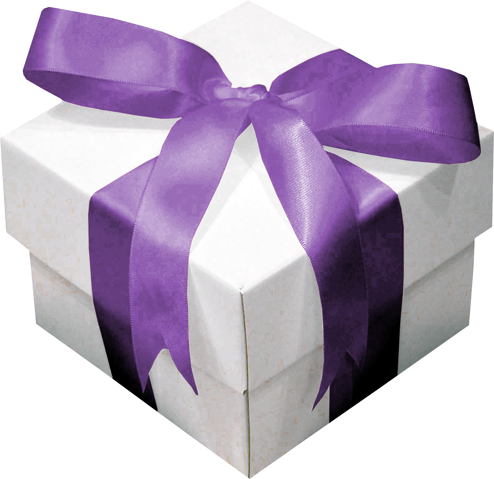 White Gift Box Purple Ribbon