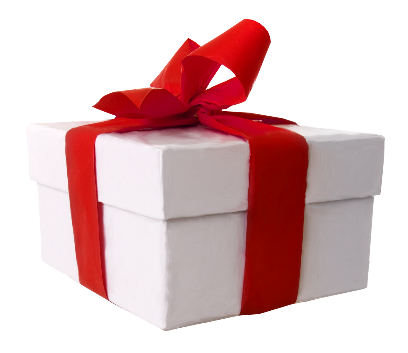 White Gift Box Red Ribbon