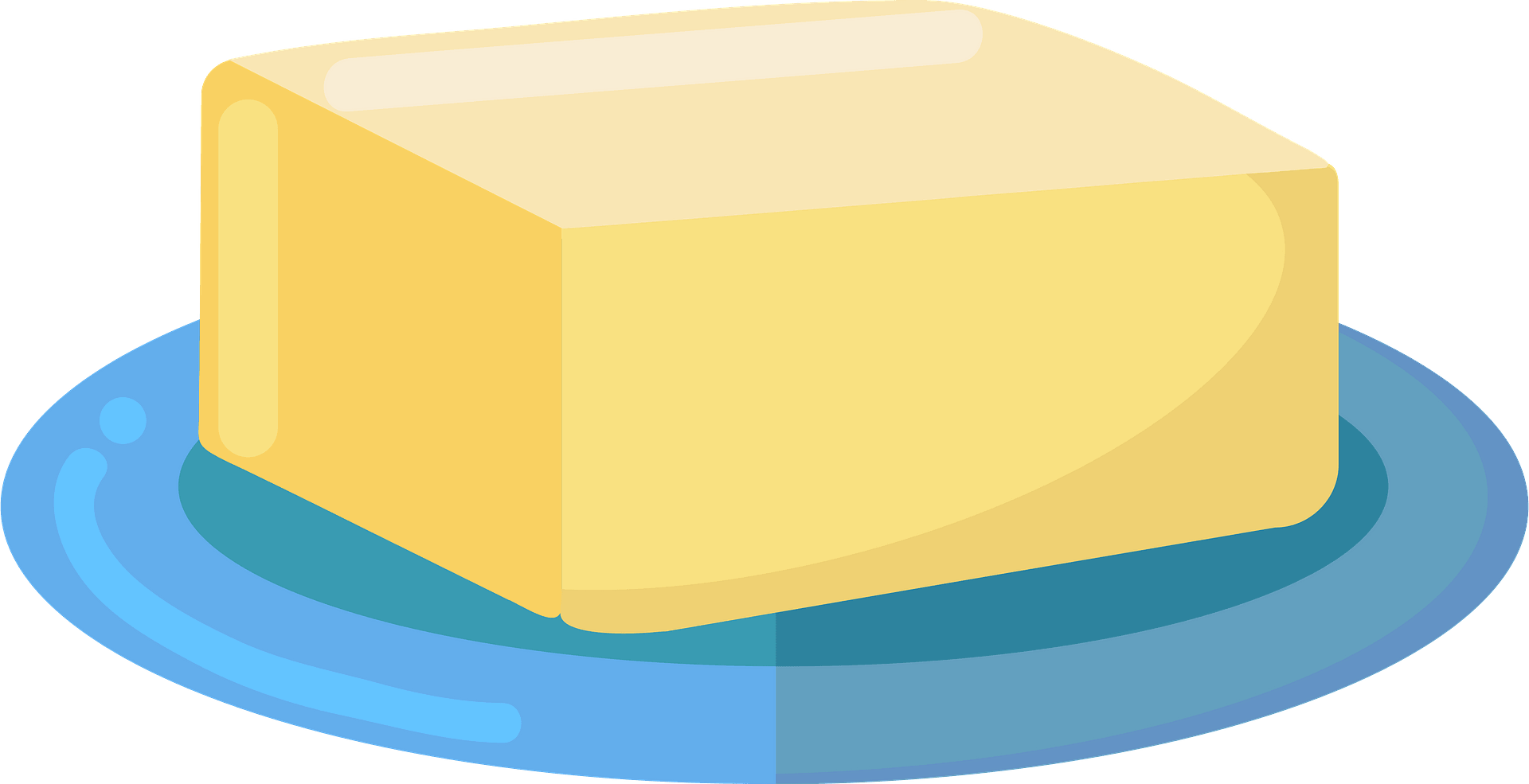Butter Block On Blue Plate Cartoon Illustration Transparent PNG Image