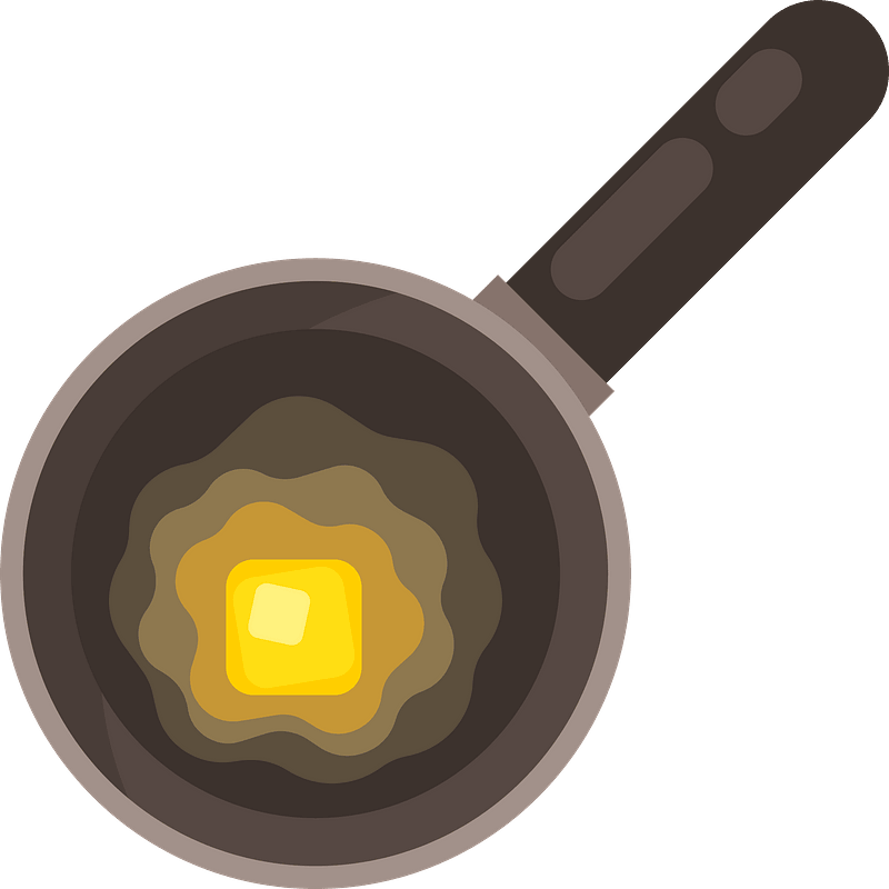 Butter Melting In Frying Pan Cartoon Illustration Transparent PNG Image