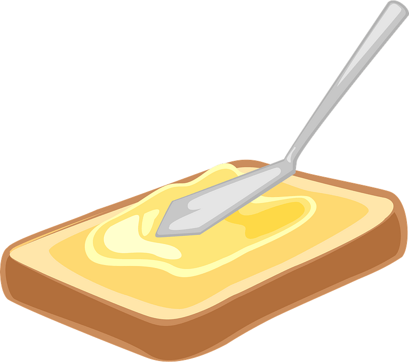 Butter Spread On Toast With Knife Cartoon Transparent PNG Image
