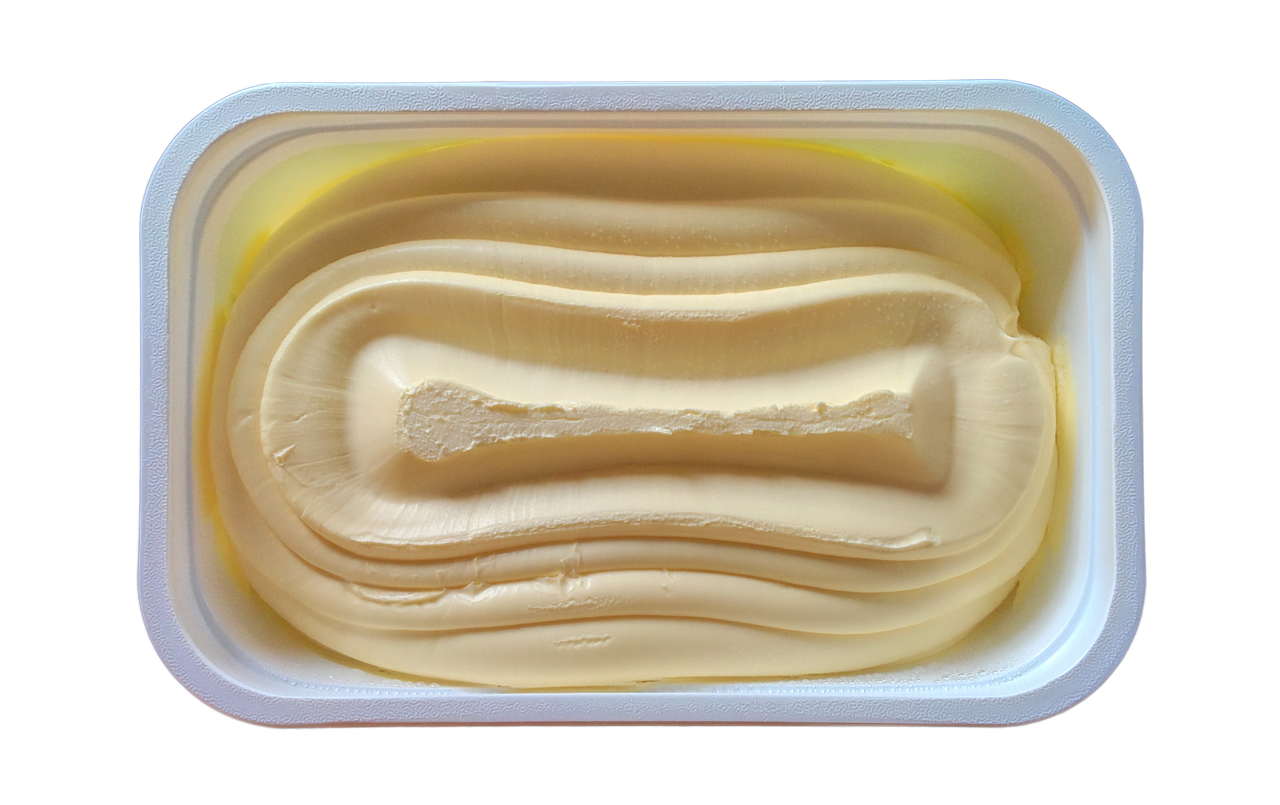 Creamy Butter Spread Tub With Knife Isolated Transparent PNG Image