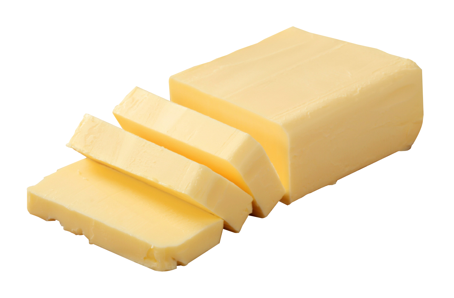 Fresh Sliced Yellow Butter Block Isolated Transparent Background PNG Image