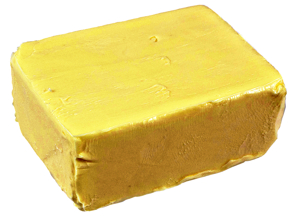 Golden Yellow Butter Block Isolated Transparent Background PNG Image