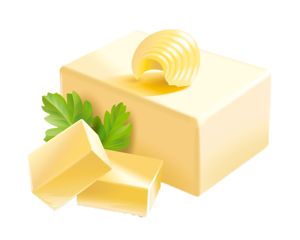 Butter Block With Decorative Curls Cartoon Illustration Transparent PNG Image