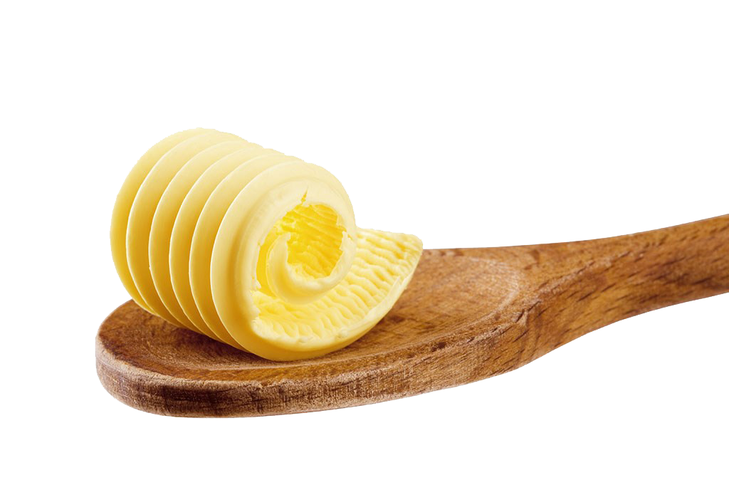 Butter Curl Roll On Wooden Spoon Transparent Background PNG Image