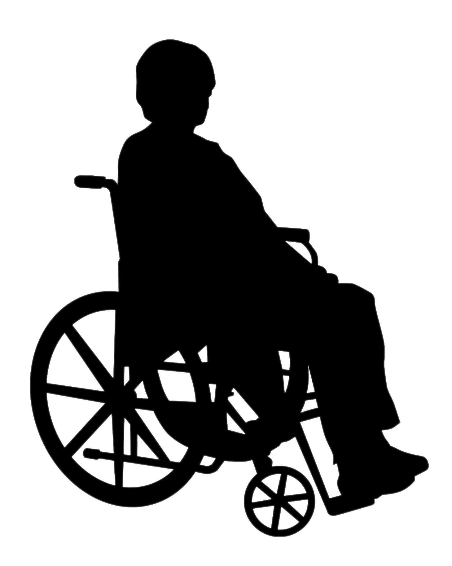 Person sitting in wheelchair black side view silhouette Transparent Background PNG Image