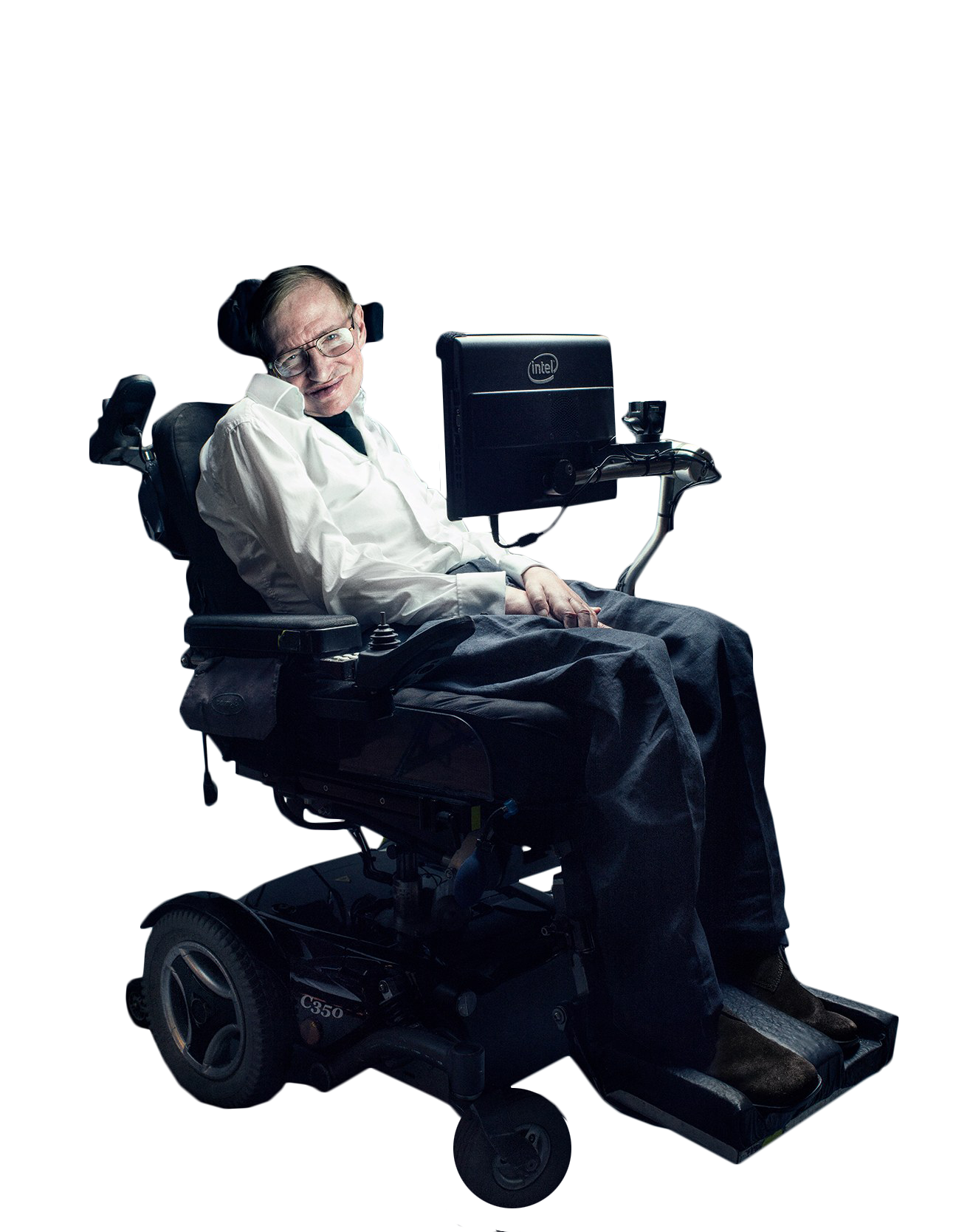 Person using powered mobility wheelchair side view Isolated Transparent Background PNG Image
