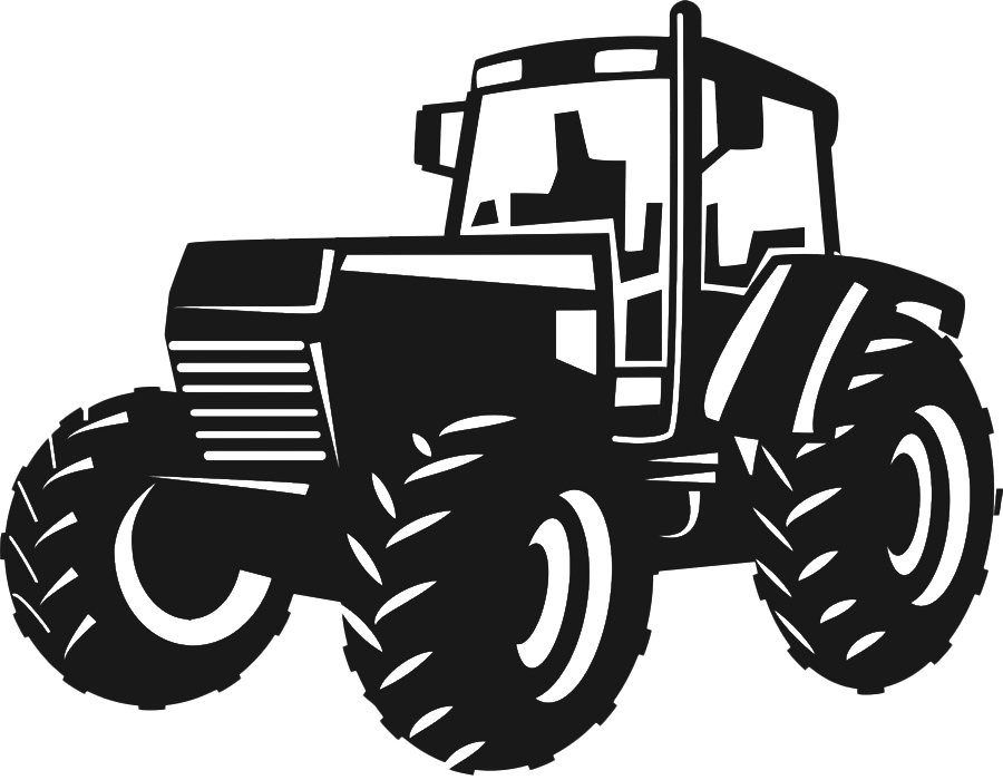Black Agricultural Tractor Detailed Silhouette Illustration Transparent PNG Image