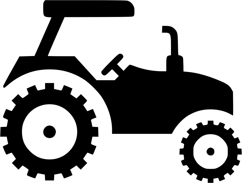 Black Tractor With Roof Side View Vector Silhouette Transparent Background PNG Image