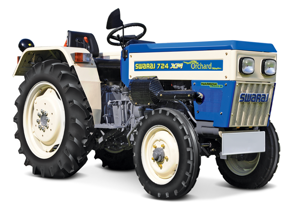 Blue And White Vintage Farm Tractor Front Angle View Isolated Transparent Background PNG Image