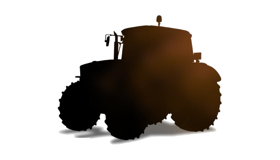 Brown Agricultural Tractor Front View Silhouette Transparent Background PNG Image