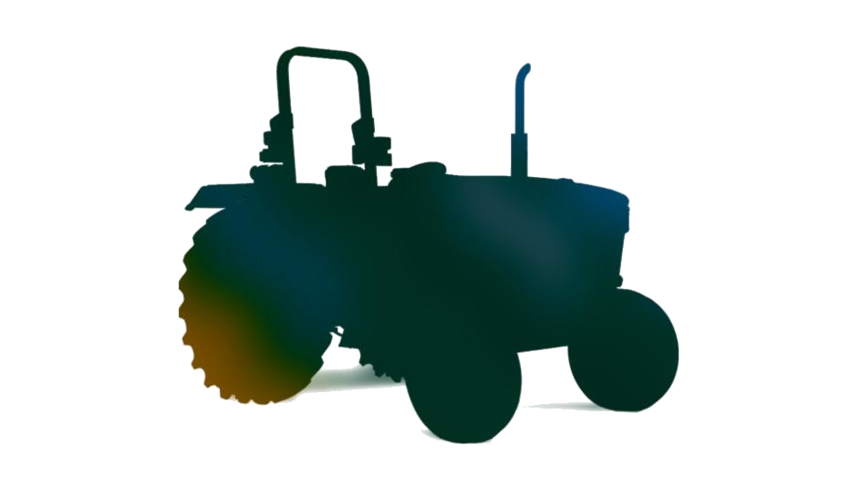 Dark Green Farm Tractor Side View Silhouette Transparent Background PNG Image