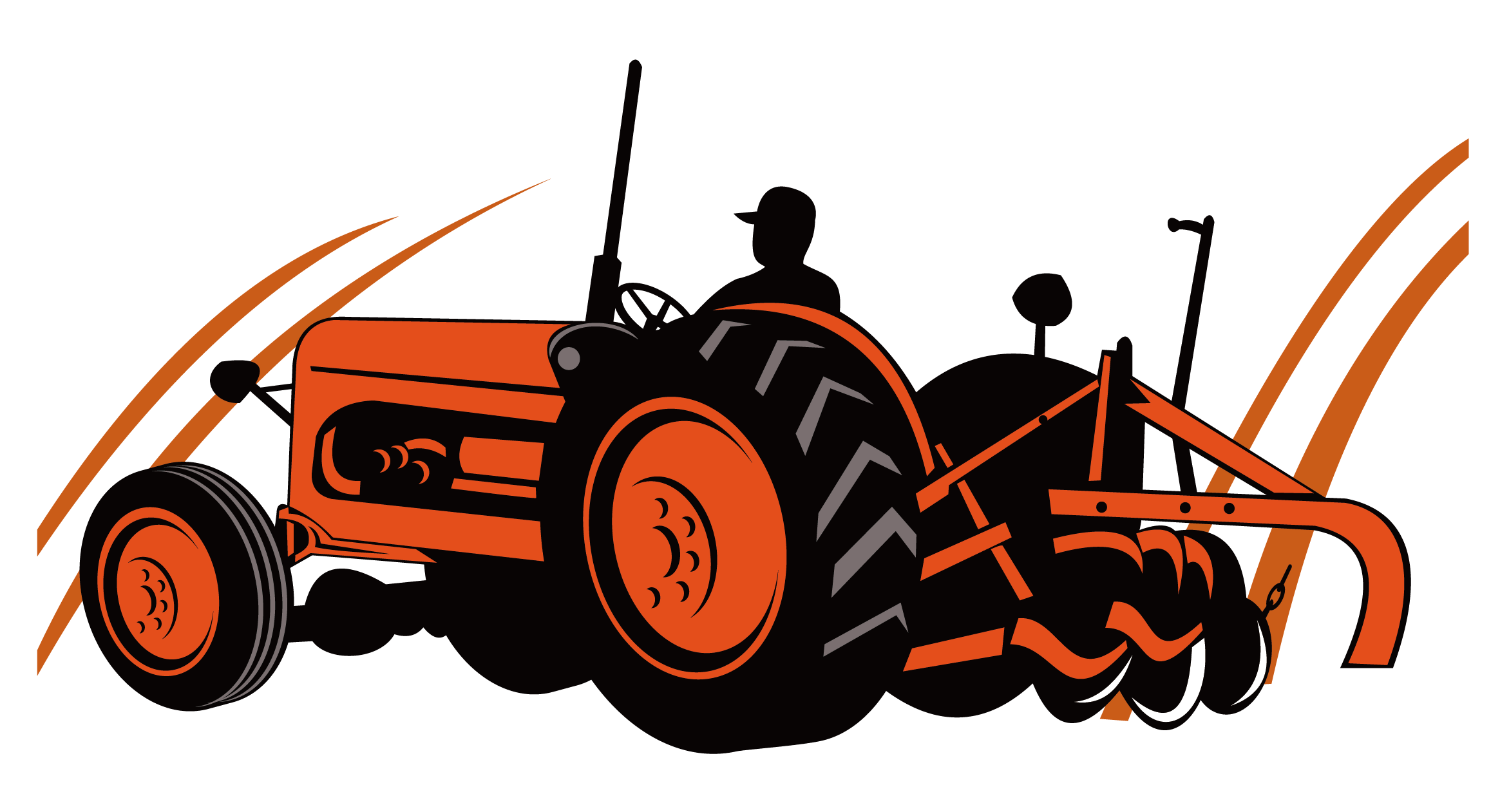 Farmer Driving Orange Tractor Cartoon Illustration Transparent PNG Image