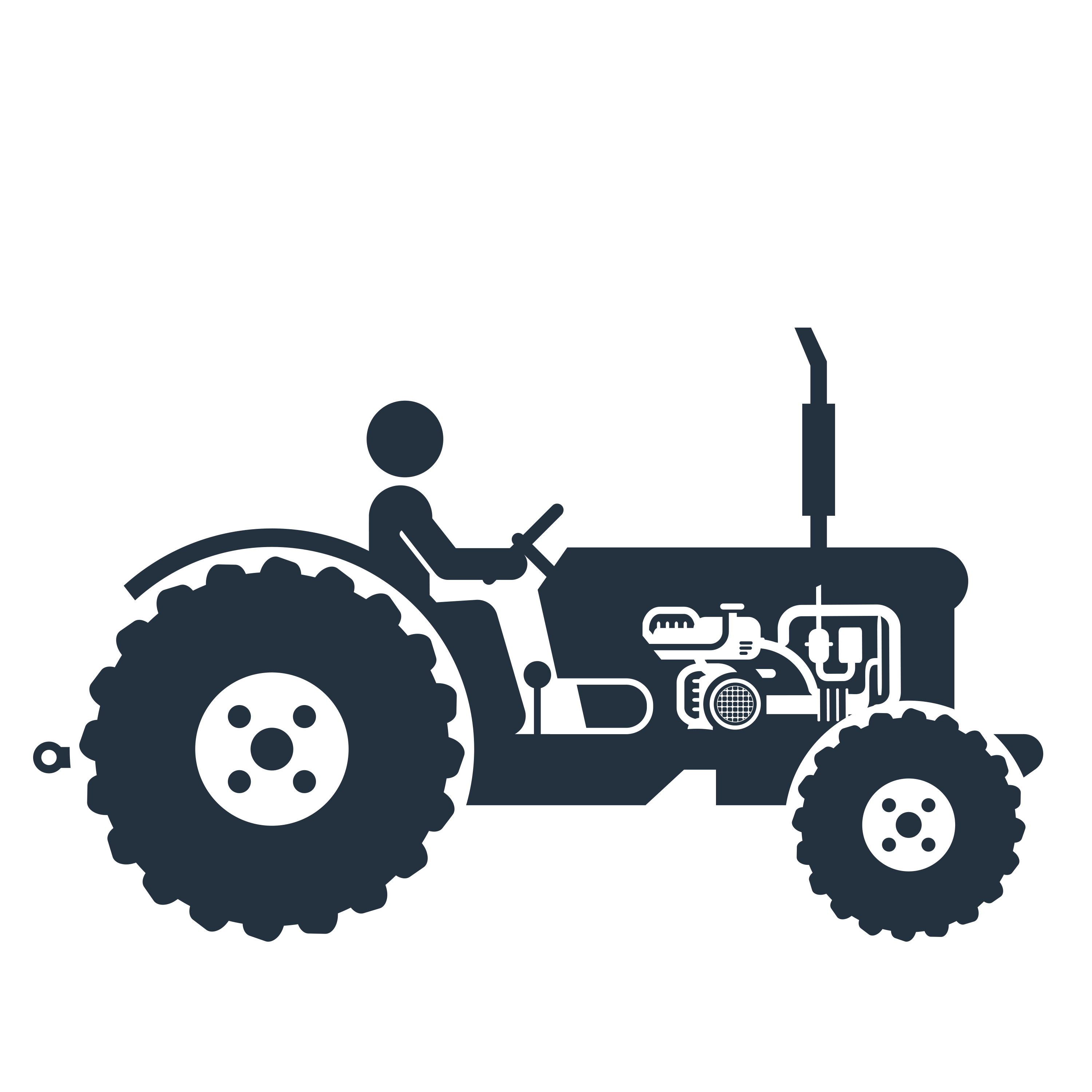 Farmer Driving Tractor Dark Blue Silhouette Illustration Transparent PNG Image