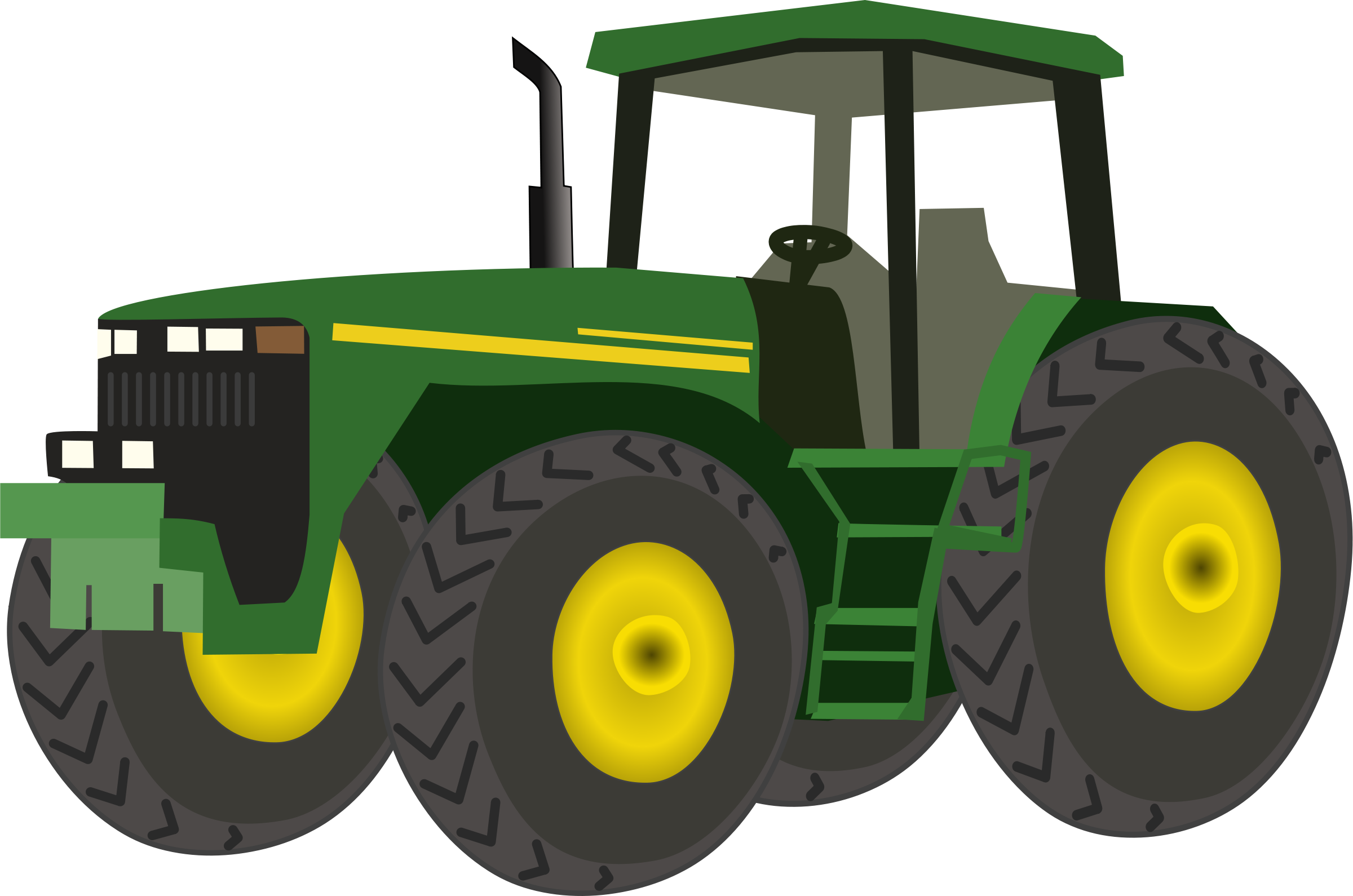 Green Farm Tractor With Large Yellow Wheels Cartoon Illustration Transparent PNG Image