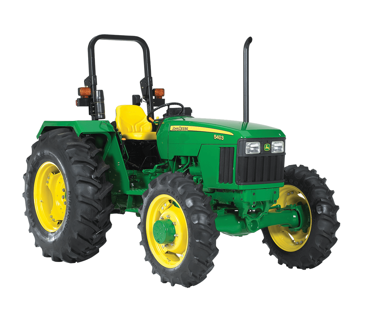Green Open Cab Agricultural Tractor With Yellow Wheels Isolated Transparent Background PNG Image