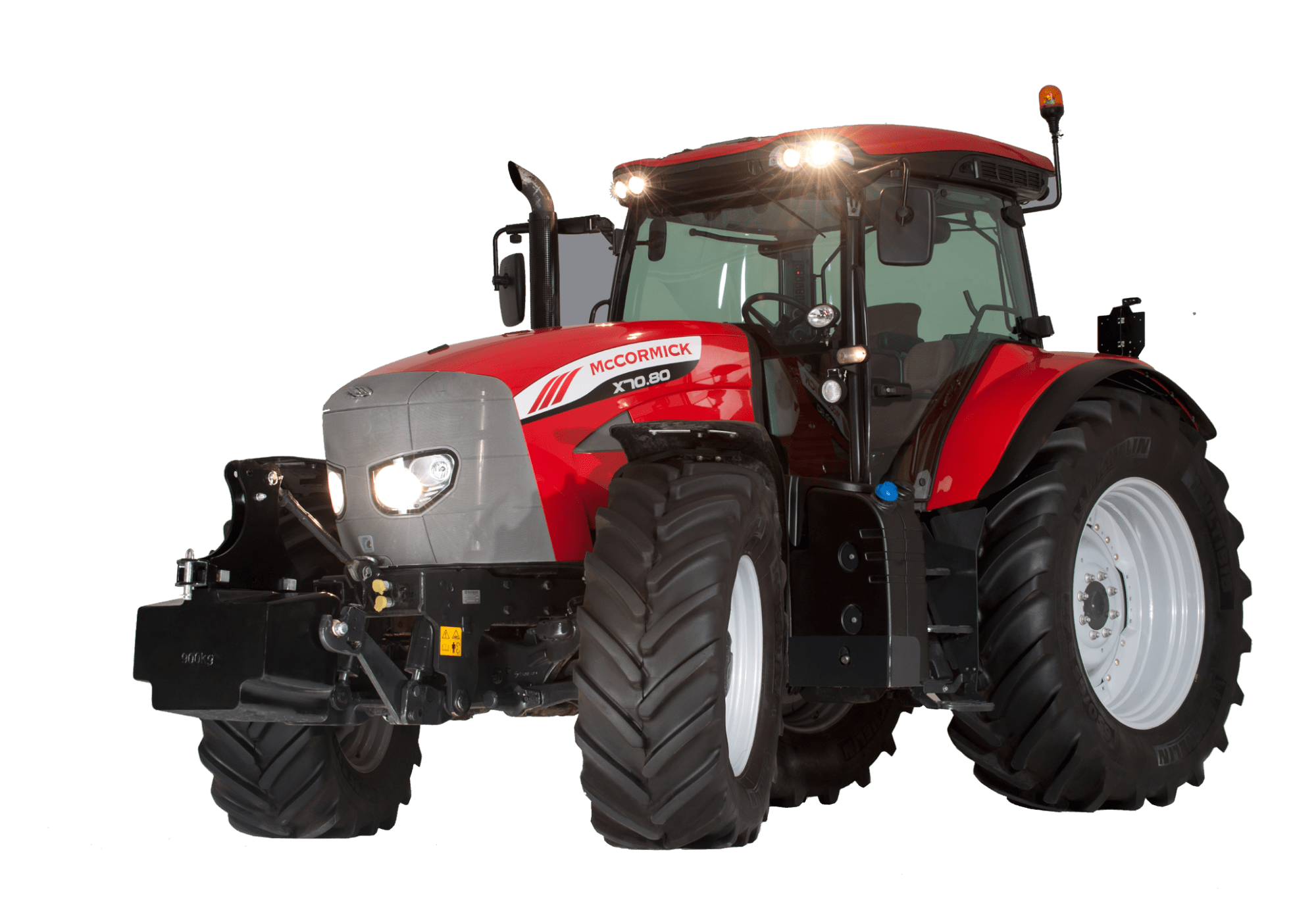 Modern Red Agricultural Tractor With Enclosed Cabin Isolated Transparent Background PNG Image