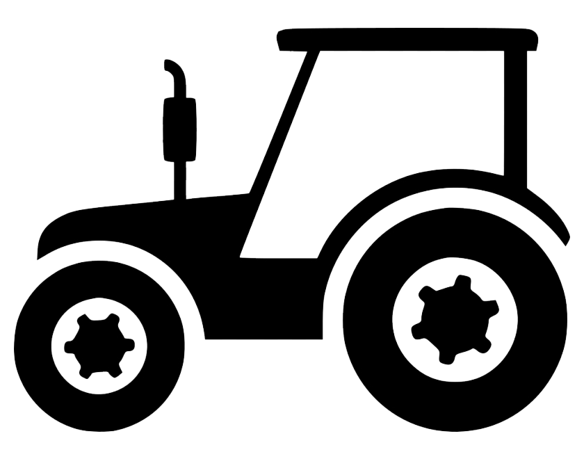 Simple Black Farm Tractor Side View Icon Transparent Background PNG Image