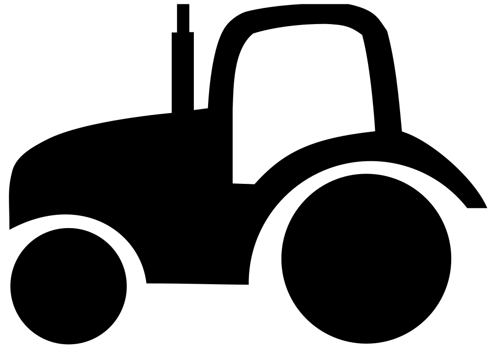Simple Black Tractor Side View Vector Icon Transparent Background PNG Image