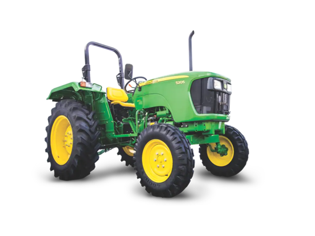 Small Green Farm Tractor With Yellow Wheels Isolated Transparent Background PNG Image