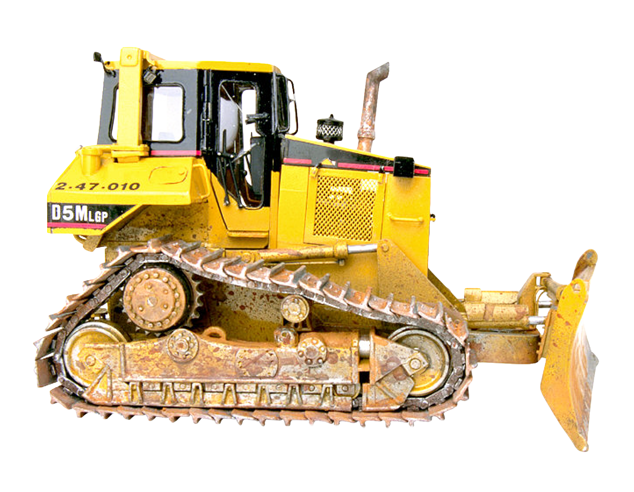 Yellow Crawler Bulldozer With Front Blade Side View Isolated Transparent Background PNG Image
