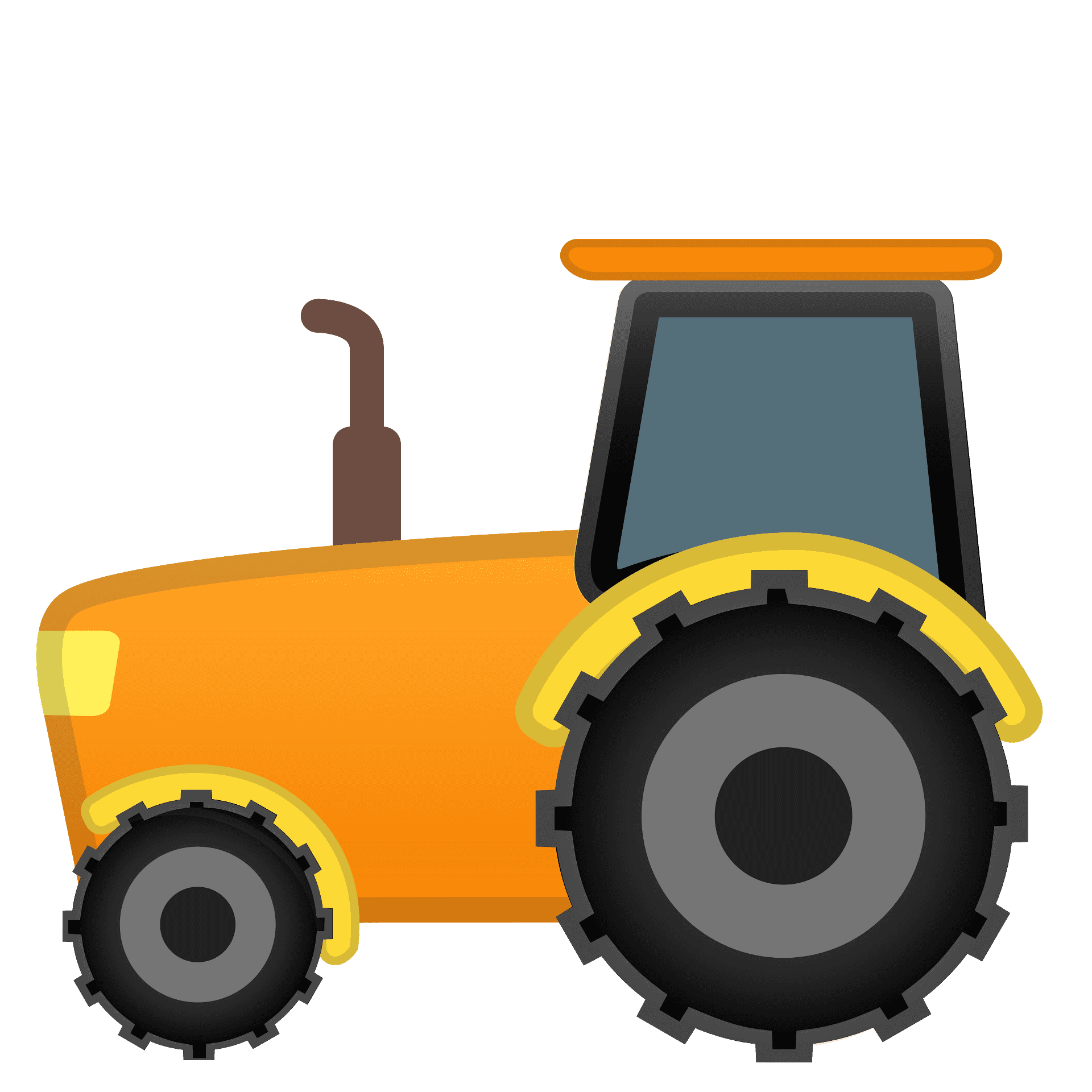 Yellow Farm Tractor Side View Cartoon Illustration Transparent PNG Image