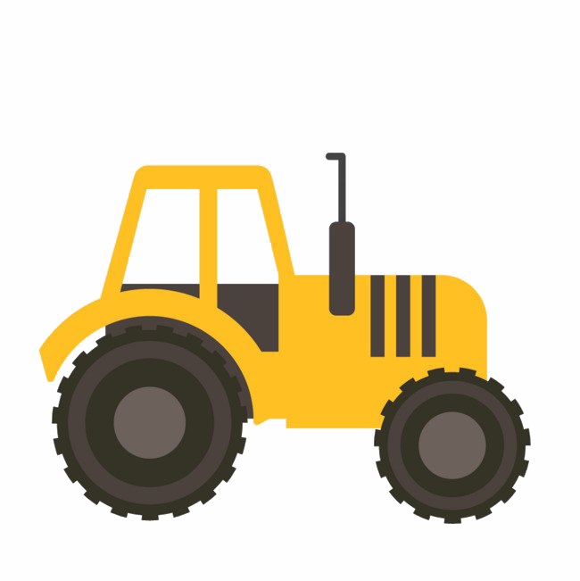 Yellow Tractor With Cabin Flat Cartoon Illustration Transparent PNG Image
