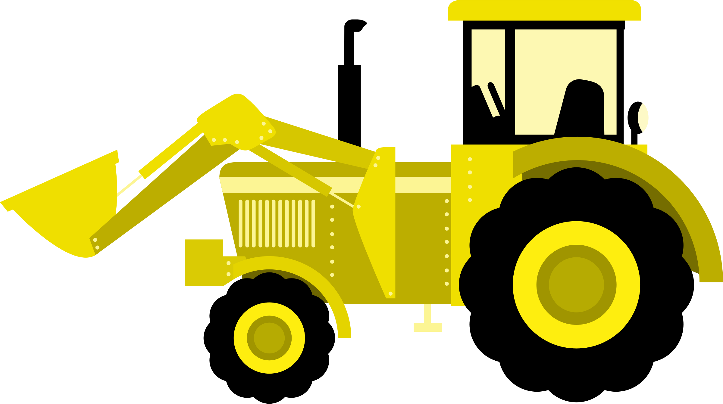 Yellow Tractor With Front Loader Cartoon Illustration Transparent PNG Image