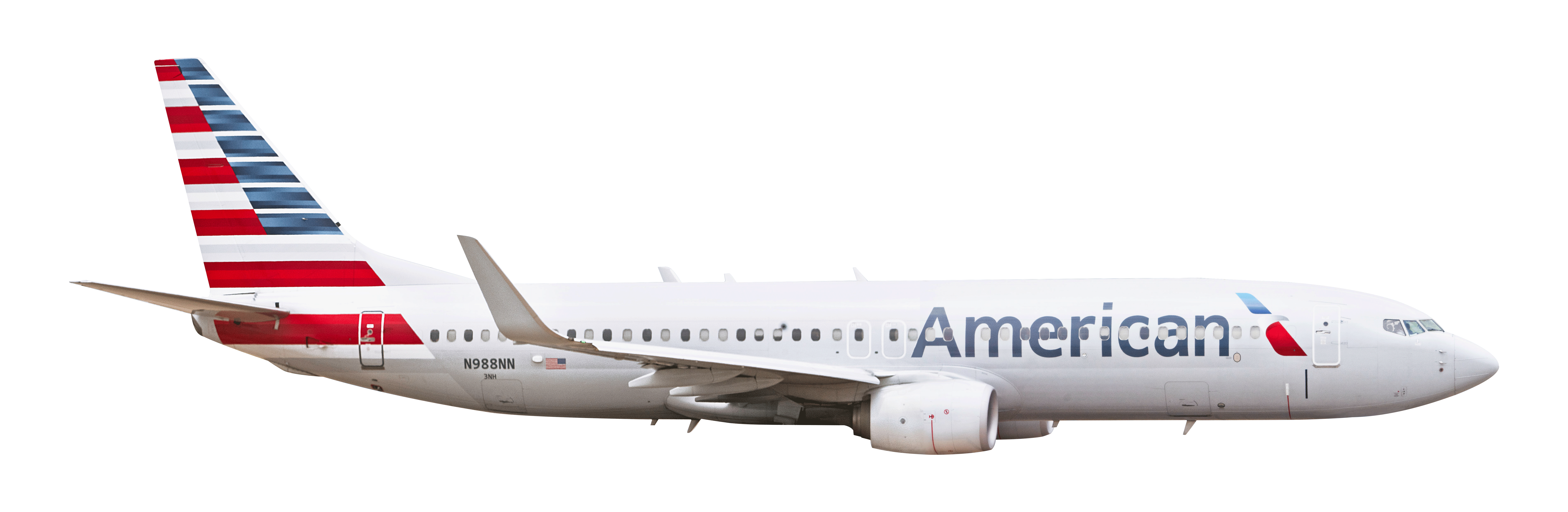 American Airlines Passenger Jet Side View Isolated Transparent Background PNG Image