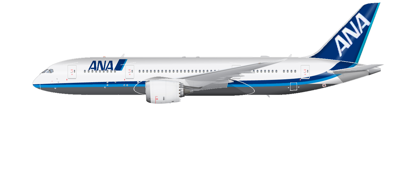 ANA White And Blue Passenger Jet Side View Isolated Transparent Background PNG Image